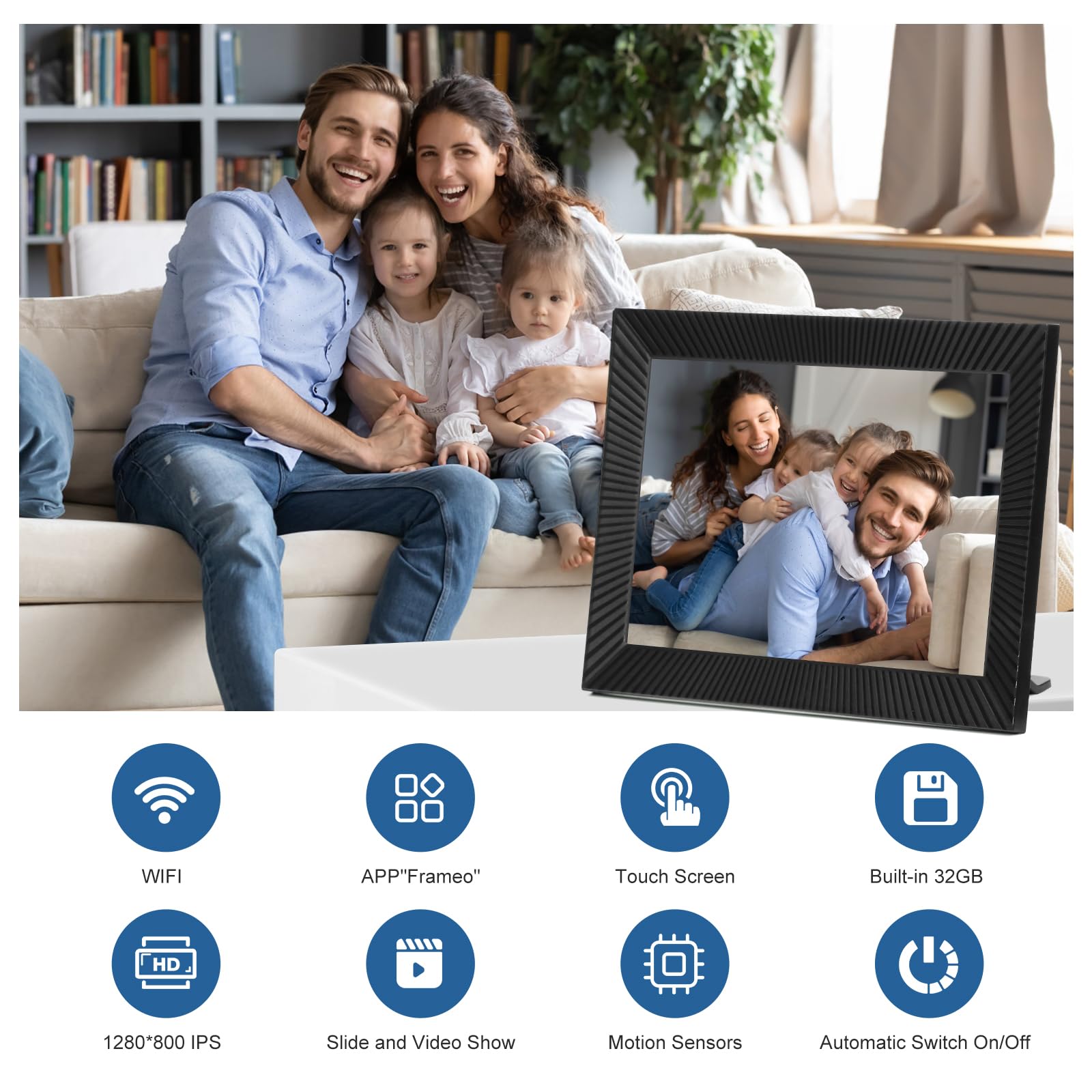 Digital Photo Frame WiFi 10.1 Inch HD IPS Touchscreen Digital Picture Frame with 32GB Memory, Easy Share Photos/Videos - Image 2
