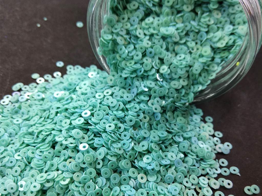 The Design Cart Blue Center Hole Circular Sequins (4 mm) (Pack of 100 Grams) for Embroidery, Art and Craft - Image 1