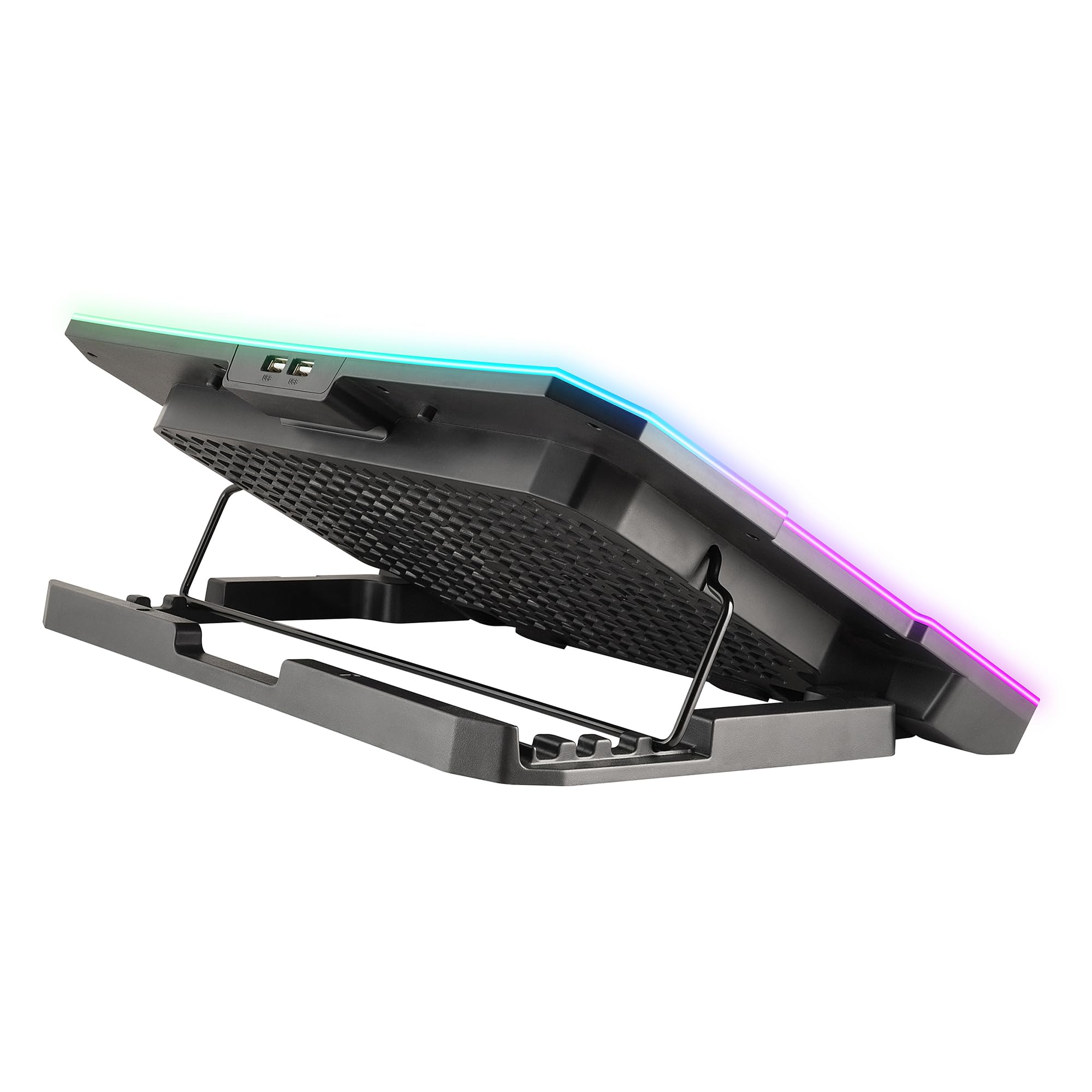 NGS Hero Stand - Base di raffreddamento per laptop, 6 ventole silenziose, RGB, LCD, regolabile, USB, 2400 RPM