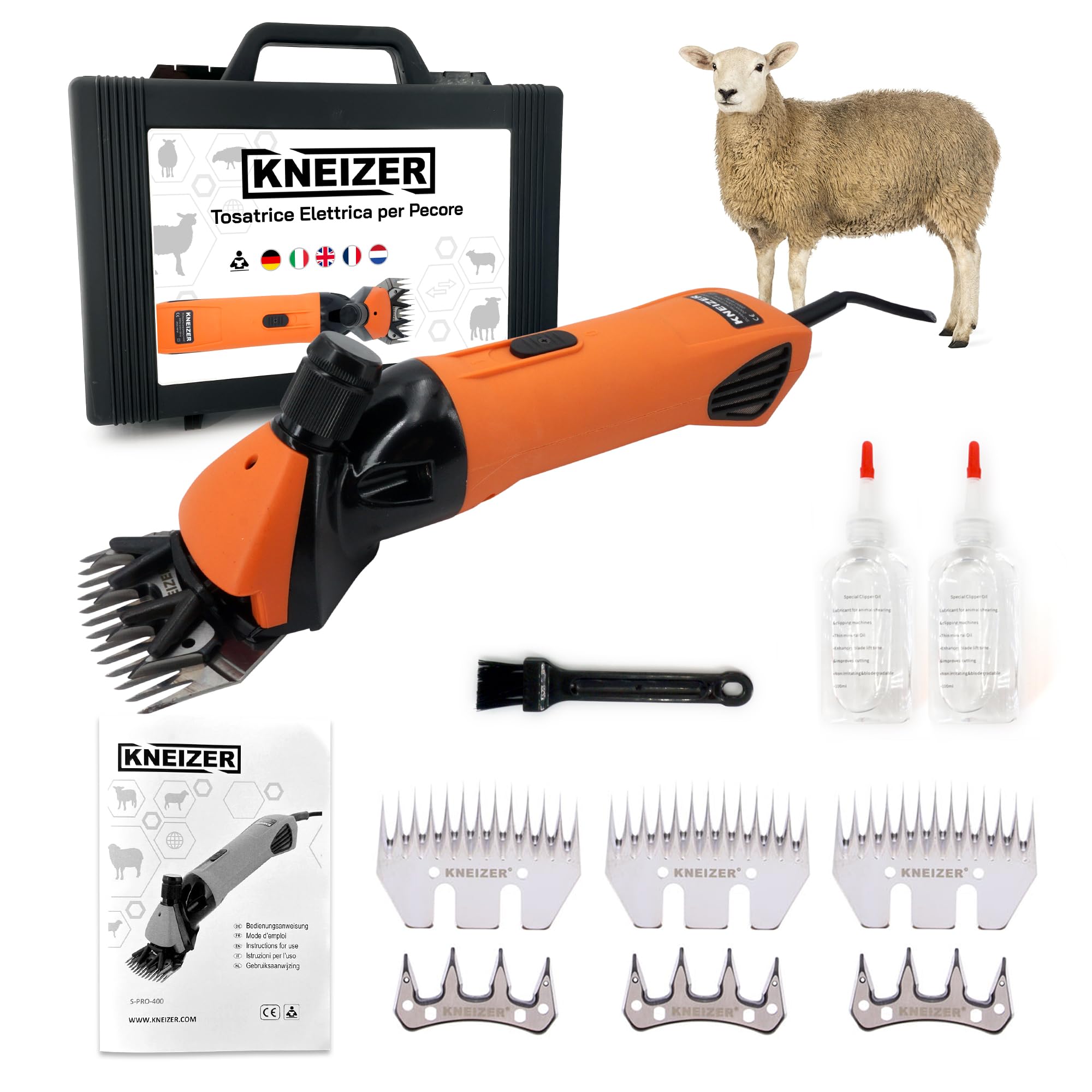Tosatrice elettrica per pecore Set completo lame intercambiabili motore potente silenziosa