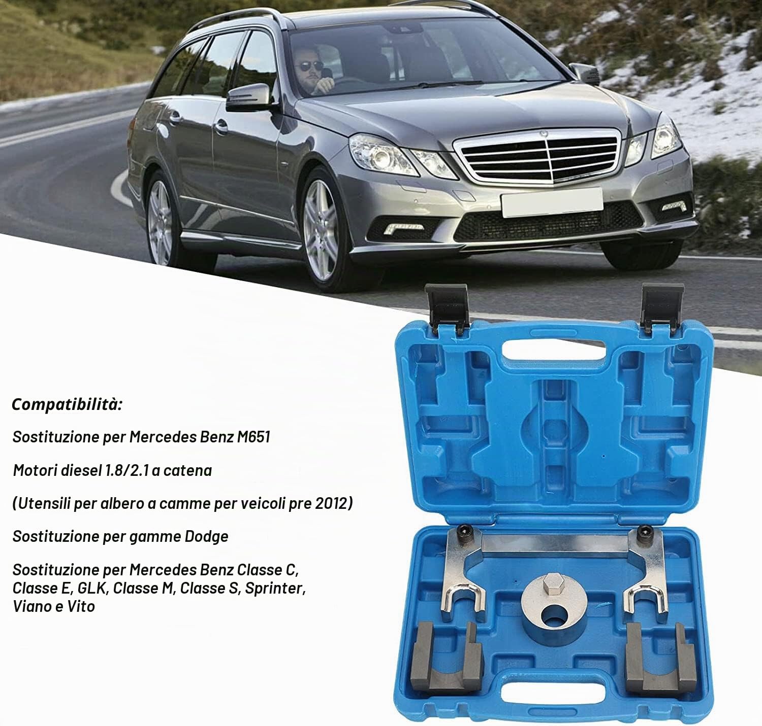 TANIASHOP Kit Messa in Fase Mercedes allineamento di bloccaggio 1.8 2.1 2.2 CDI M651 Strumento di Fasatura Dell'allineamento Dell'albero a Camme del Motore 4 Pezzi per Motori Diesel Pre 2012