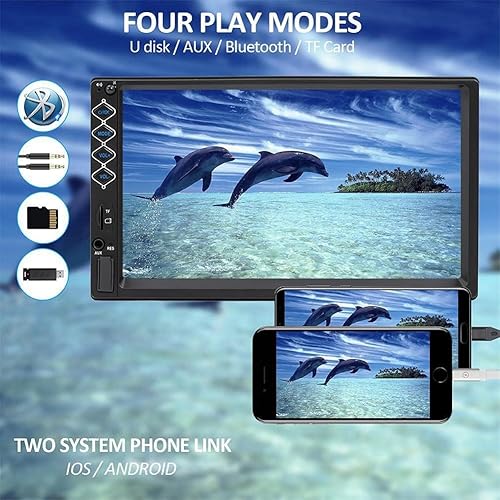 Miniatura 8 de Estéreo de coche de 7 pulgadas doble DIN Bluetooth 5.1 pantalla táctil FM Radio, cámara de respaldoenlace espejo de apoyollamadas manos libres,