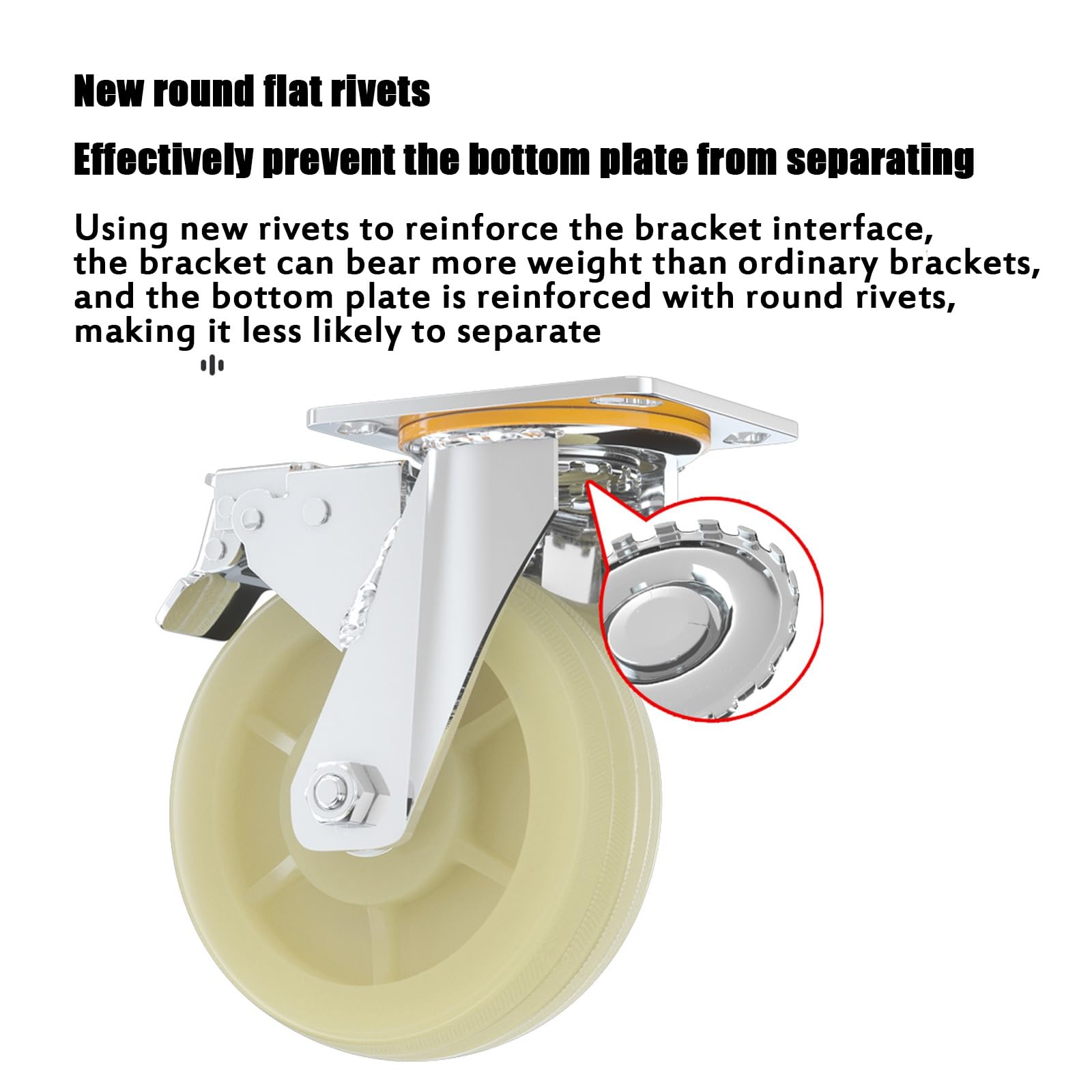Ruote in Nylon Resistente Ruote per Carrello Rueda Que No Dejan Marcas De Alta Resistencia Ruote Trolley Ricambio Una varietà di Stili E Dimensioni tra Cui Scegliere(F+B,6inD)