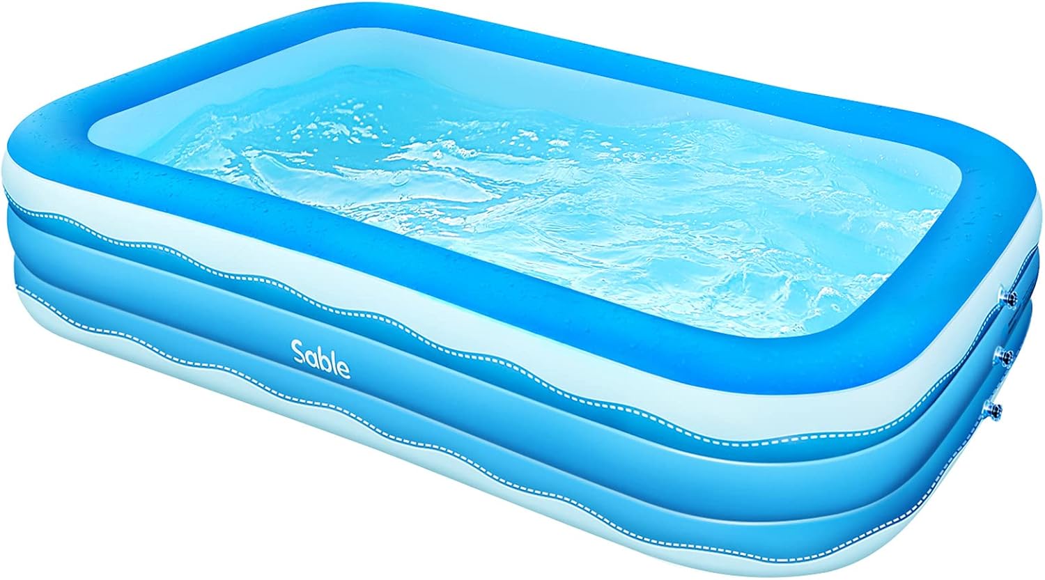 Sable Inflatable Pool, 118 x 72 x 22in Rectangular Swimming Pool for