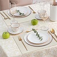 Vista 55 de Faux Leather Placemats and Coasters Set of 2, Round Leather for Dinner Table Mats Heat Resistant Non-Slip Washable Insulation Coffee Mats Kitchen