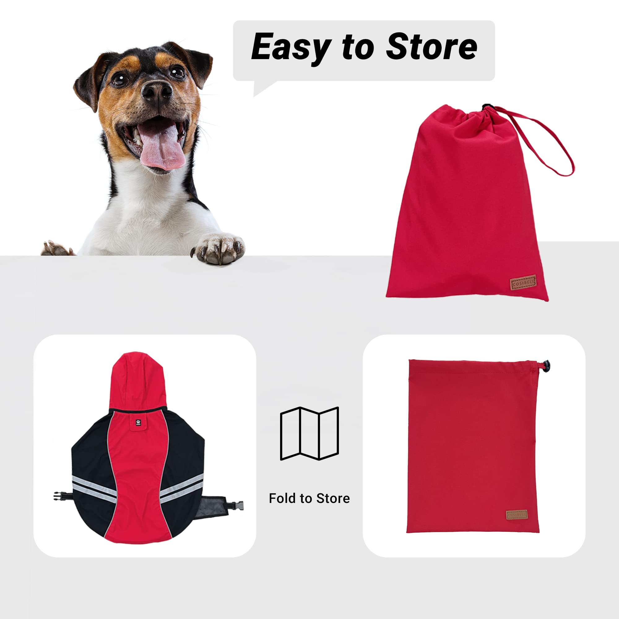 Impermeable para perros con capucha para perros medianos y grandes, poncho con correa reflectante, chaqueta ligera con agujero para correa.