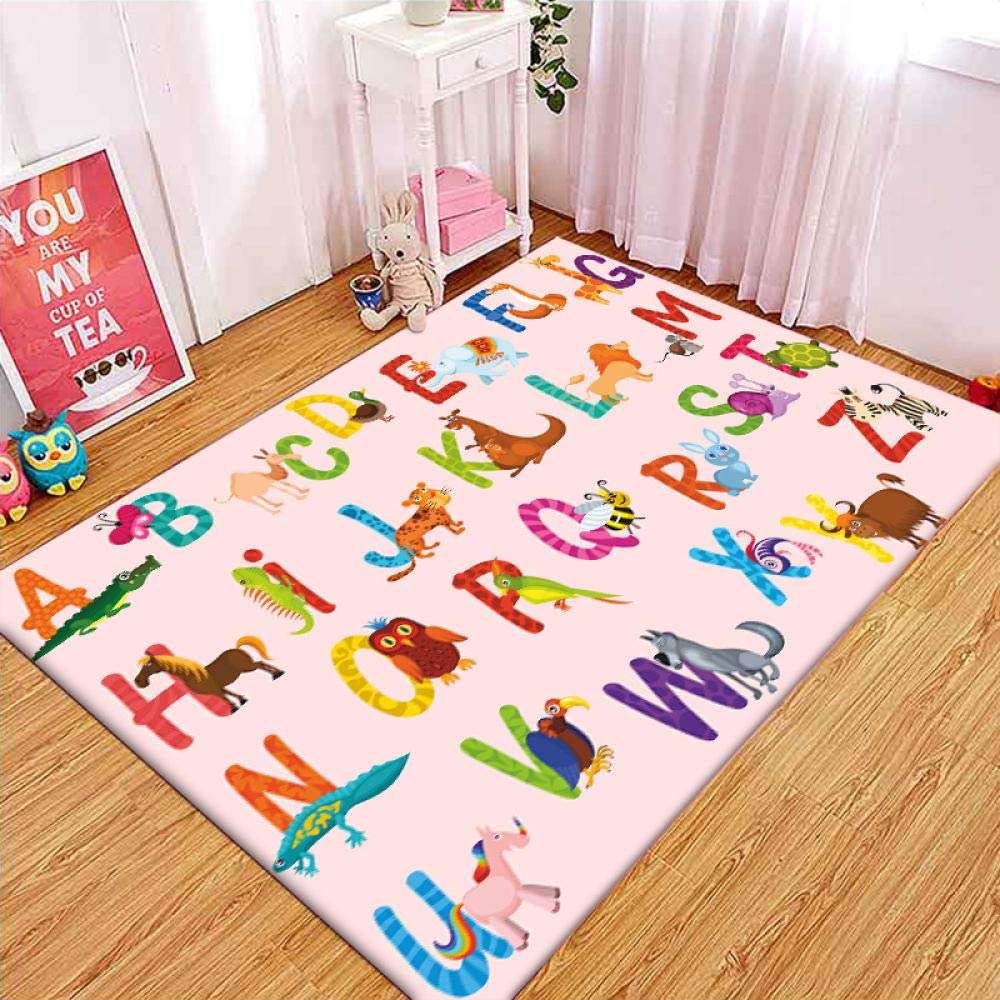 Pokój dziecięcy dywan zwierzę angielski alfabet wczesna edukacja puzzle - pokój dziecięcy, pokój do gier-100 x 120 cm