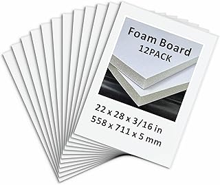Foam Board 22 x 28 in, ZXUNLIEH 12 Pack White Poster Board, 3/16 in Thick Craft Foam Core Board, Puzzle Board, Double Sided, Foam Sheets for Picture, Project, Presentation, Artwork, Signage and Crafts