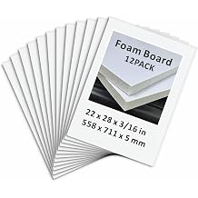 Foam Board 22 x 28 in, ZXUNLIEH 12 Pack White Poster Board, 3/16 in Thick