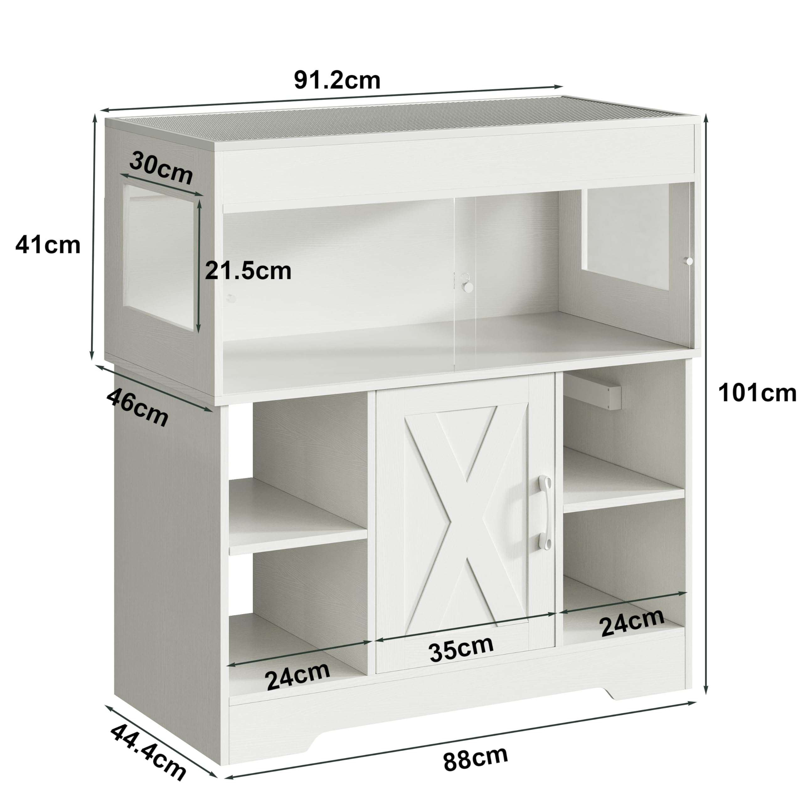 Herture Großes Terrarium mit Unterschrank 150 L, 90 x 46 x 41 cm | Reptilienvivarium Holz, Terrarienschrank mit Schiebetüren, integrierter Steckdose & Stauraum für Reptilien, EPX03RTWW