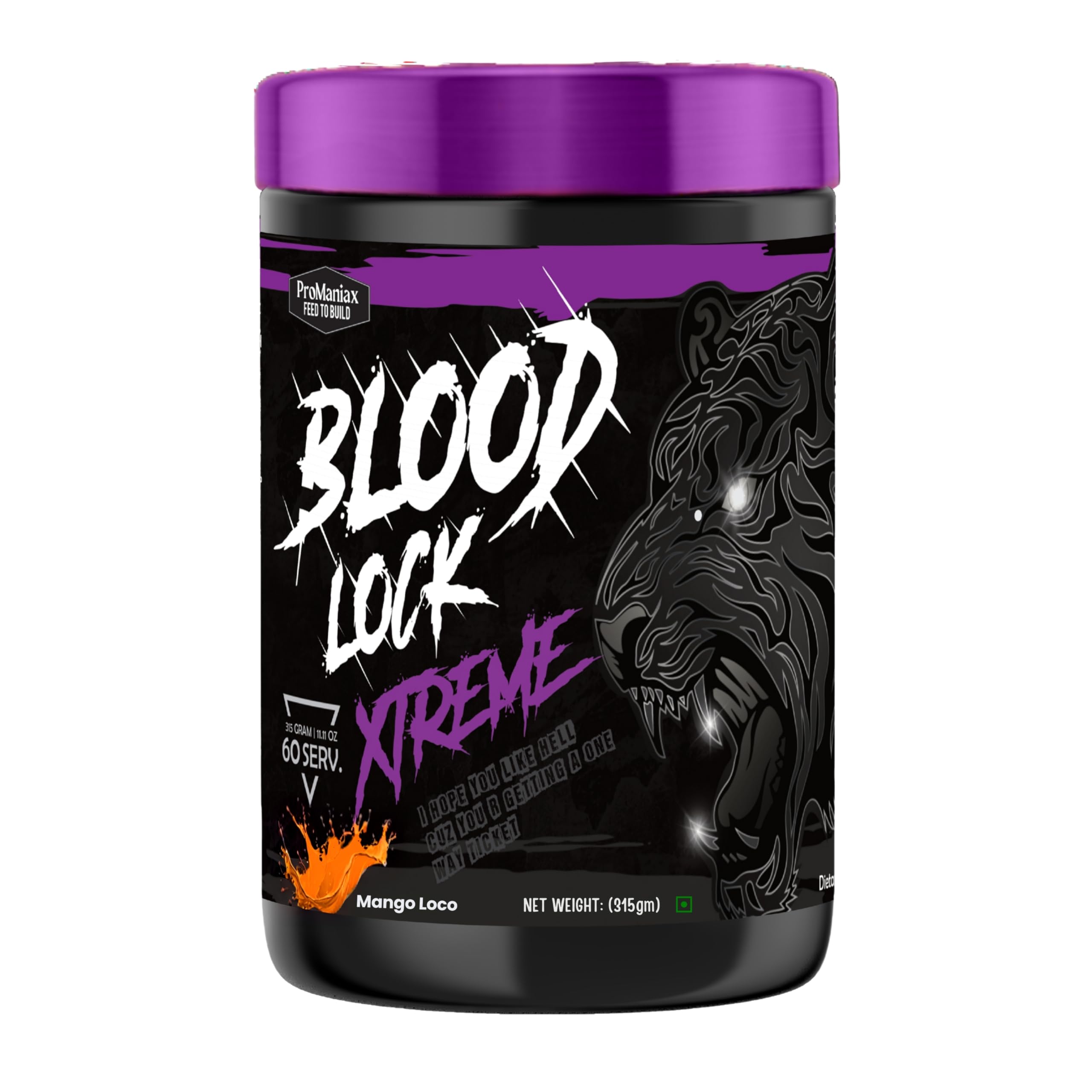 Blood Lock Xtreme | Elite Pre-Workout Supplement | Boosts Energy, Strength & Performance | Best for Bodybuilding, CrossFit & Lifting - 60 Servings (Mango Loco, 315GM)-image-7