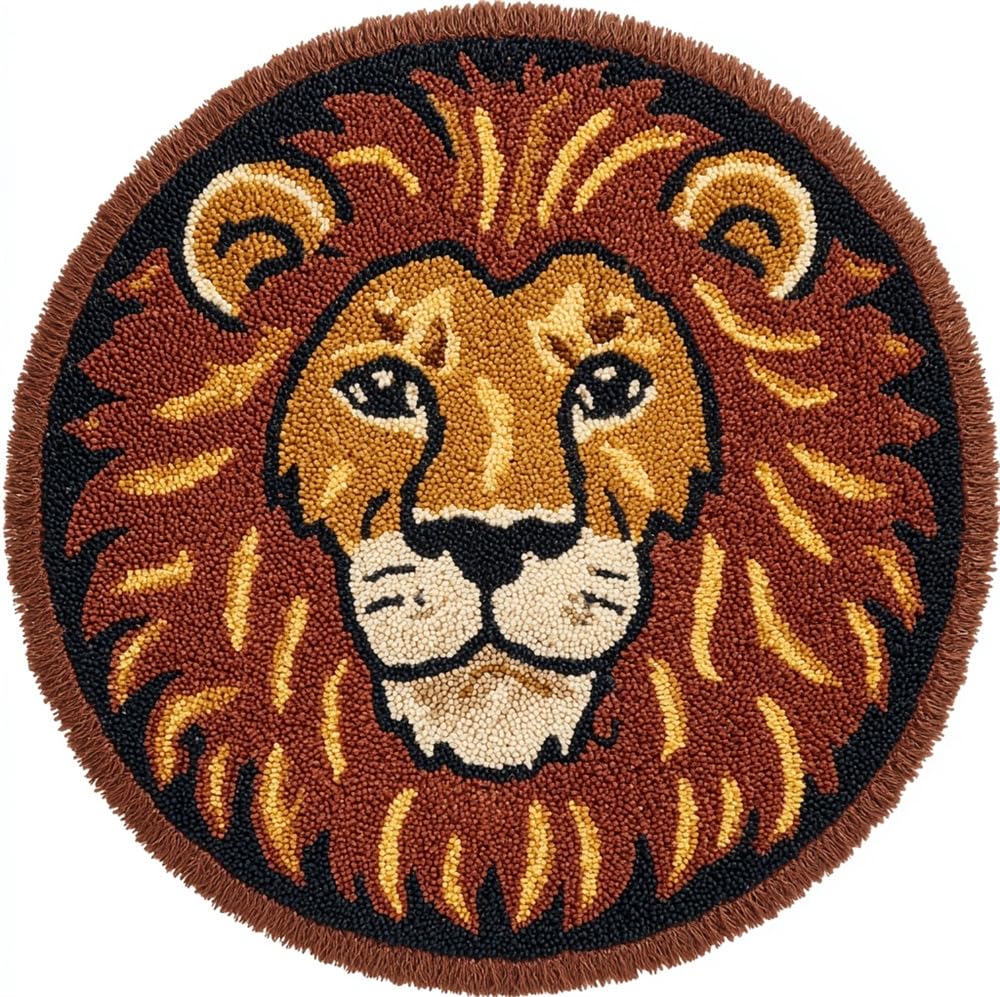 kitphoenix Rug Hooking Kit Wild Lion Head Brown
