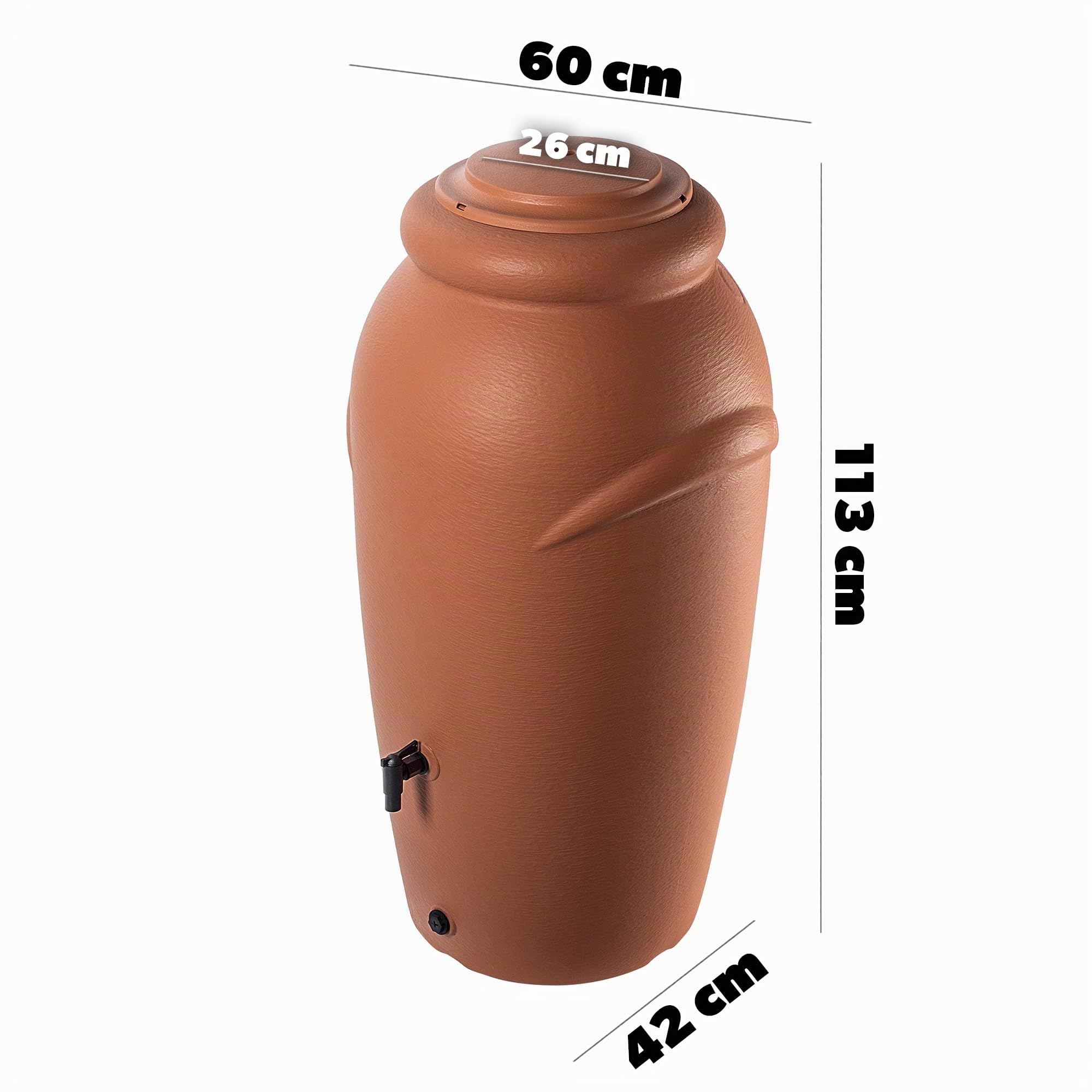 KADAX Tanque de Lluvia de Plástico 210 L, Depósito de Agua Con Grifo, Maceta y Tapa, Decorativo y a Prueba de Heladas