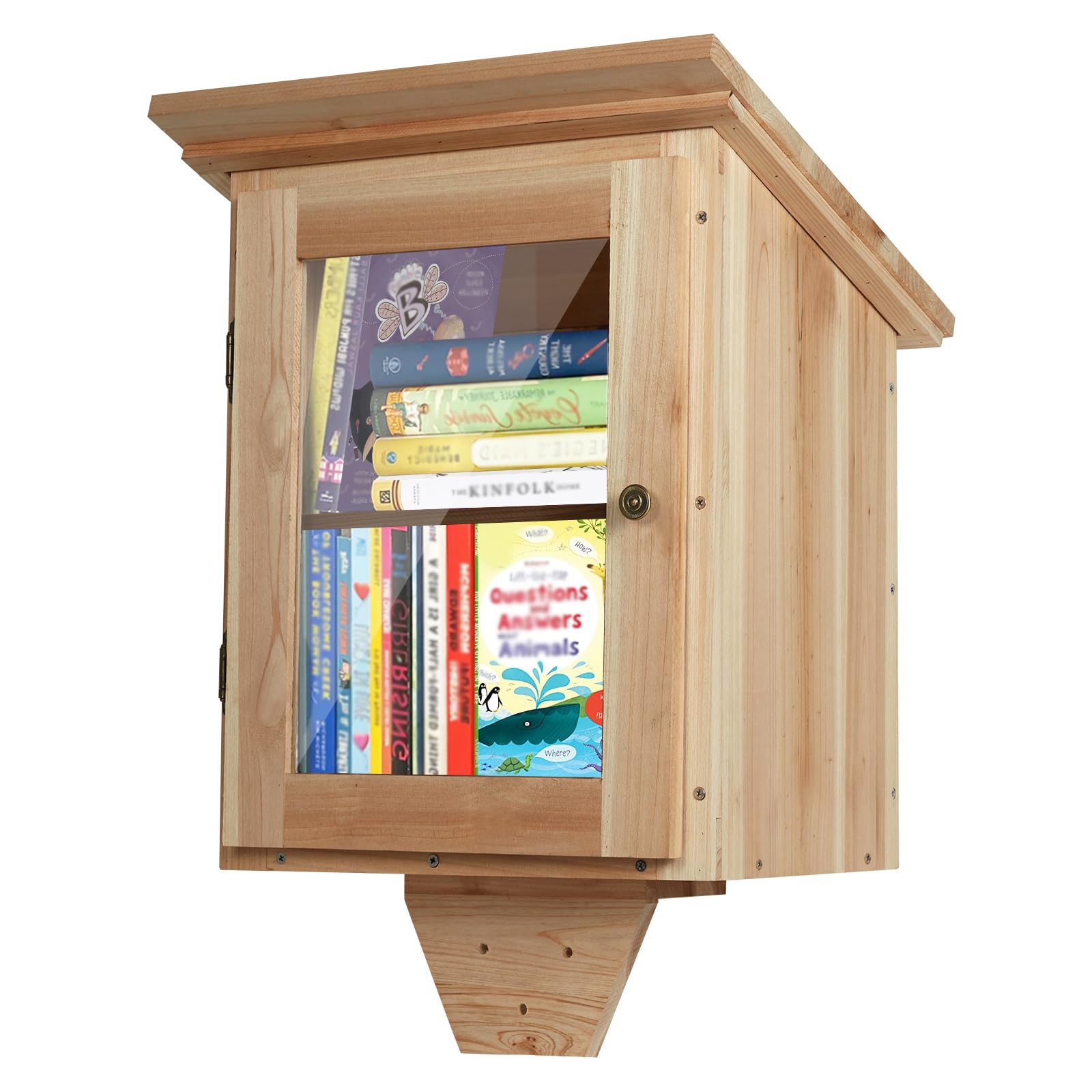 Ecoaterui Little Library Box Outdoor Free Library - Double Little Library Outdoor Box Storage with Shelf for Neighborhoods, Community, Schools Sharing Books, Literature, Flyers, Newspapers Art