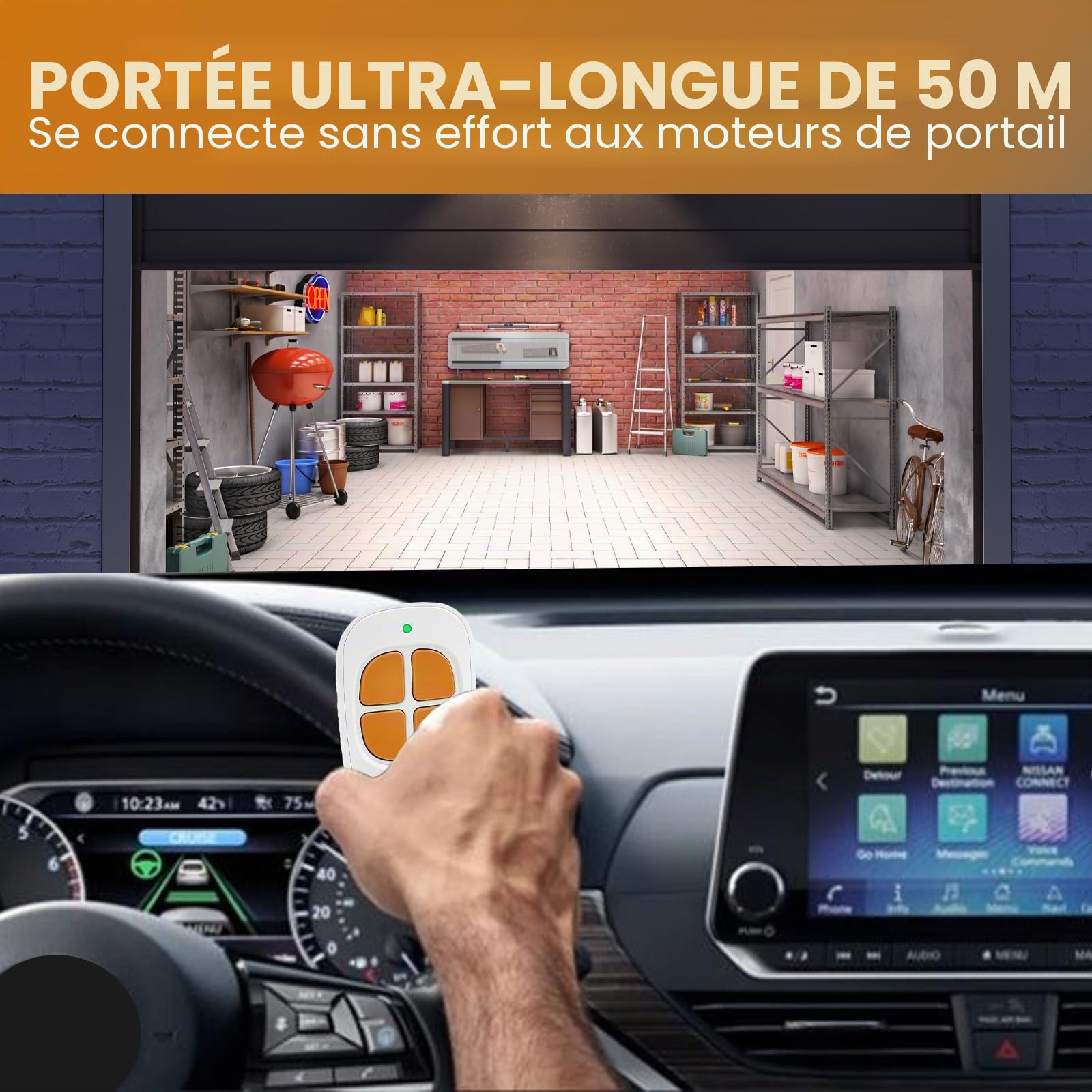 Lot de 3 AAM0094 Télécommande Portail Garage 4 Canaux, 433.92MHz Compatible SCS Motorisation Portail et Porte de Garage(orange)