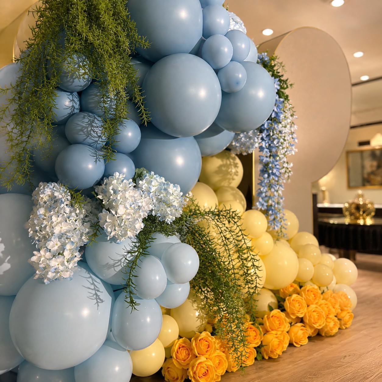 Staubblaue und gelbe Luftballons, 30,5 cm, Schieferpastell, hellblau und gelb, Ballon für Zitrone, Brautparty, Babyparty, Amalfiküste, Junggesellinnenabschied, frisch abgestufte