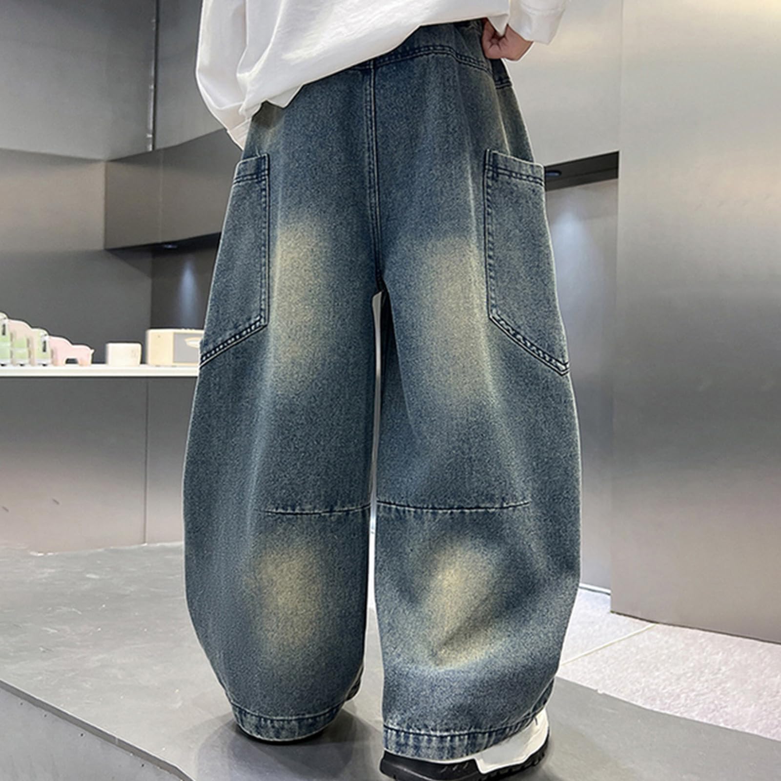 Pantalones Vaqueros duraderos para niños para Jugar, cómodos, elásticos, Informales, con Rodillas reforzadas.