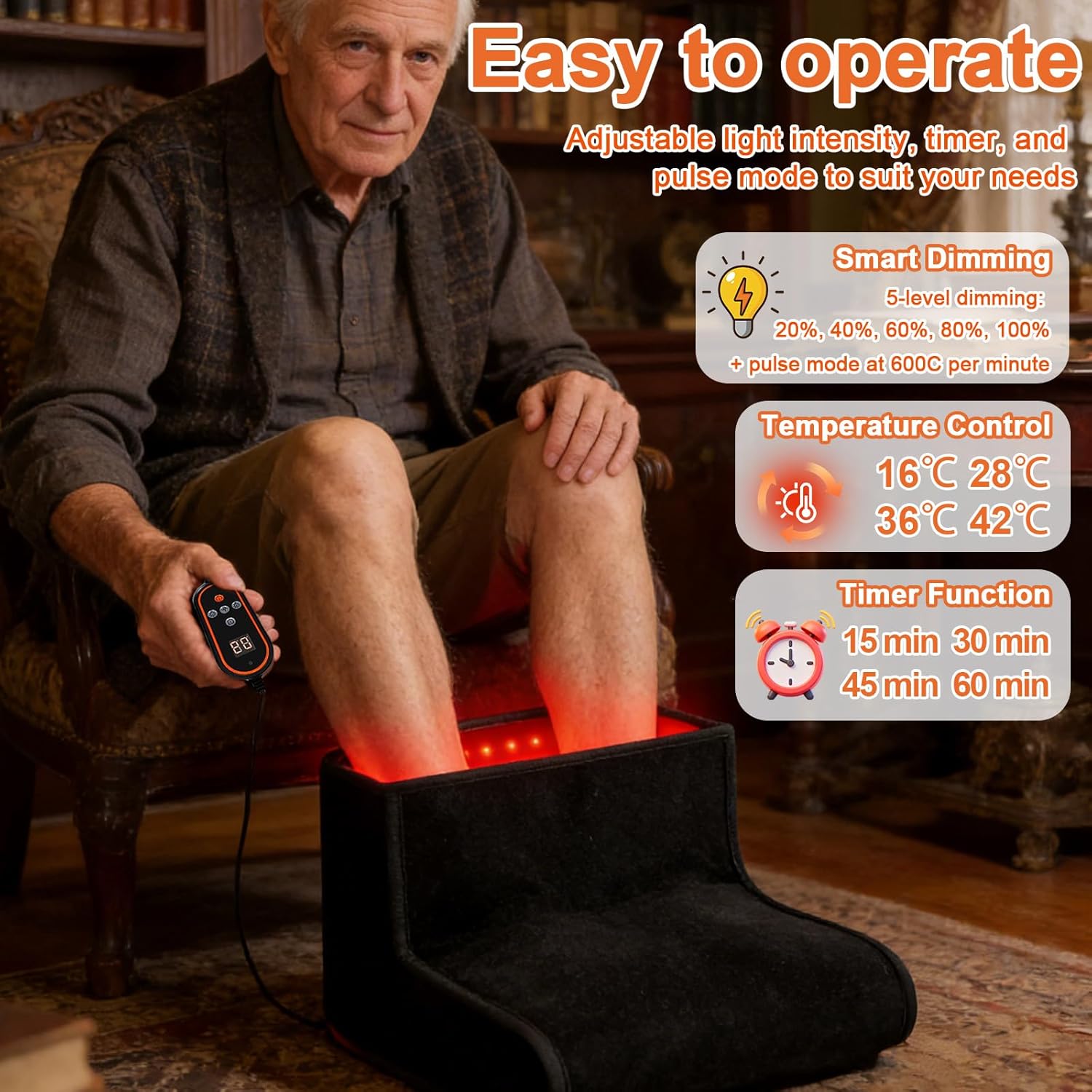 Red Light Therapy for Feet, Dual Spectrum (660nm & 850nm), 320 LEDs, 5-Level Dimming + Pulse and Timer, Red Light Therapy Boot for Ankle Heel Calf
