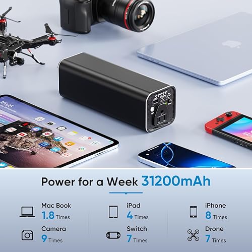 Miniatura 2 de Banco de energía portátil para portátil con salida de CA de 120 W, USB C PD 65 W 31200 mAh116 Wh estación de energía portátil para acampar