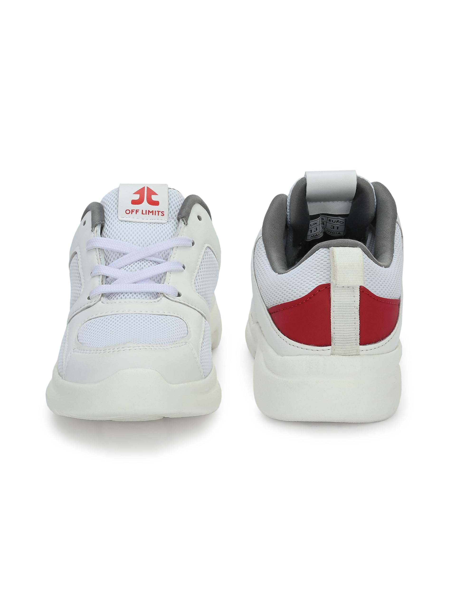 OFF LIMITS Girl's NIX JR Running Shoes, WHITE/RED, 5 4