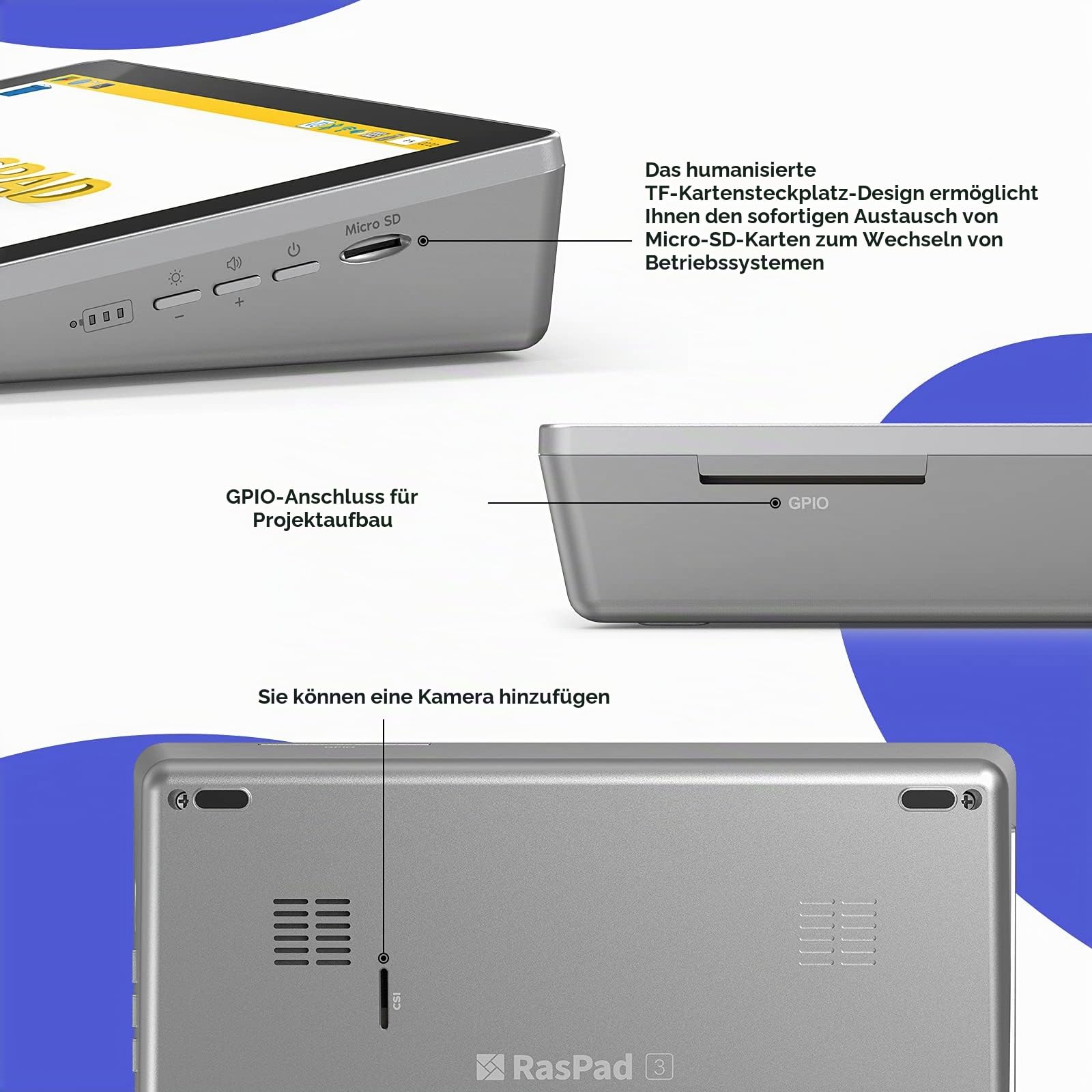 SUNFOUNDER RasPad 3.0 - EIN All-in-One für Raspberry Pi 4B Tablet mit 10,1" Touchscreen und integriertem Akku für IOT-, /Programming/Gaming /3D-Druckprojekte (Pi Nicht enthalten)