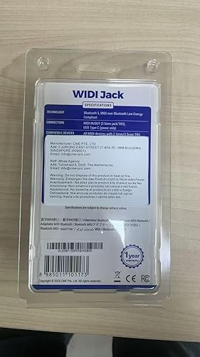 Miniatura 8 de CME WIDI Jack - Interfaz MIDI Bluetooth para dispositivos TRSDIN MIDI - Alimentación por MIDI Out o USB-B-C - Ultra baja latencia inalámbrica MIDI