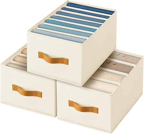 homsorout Organizador de ropa para armario paquete de 4 organizadores de cajones para ropa organizador de jeans para armario con panel inferior