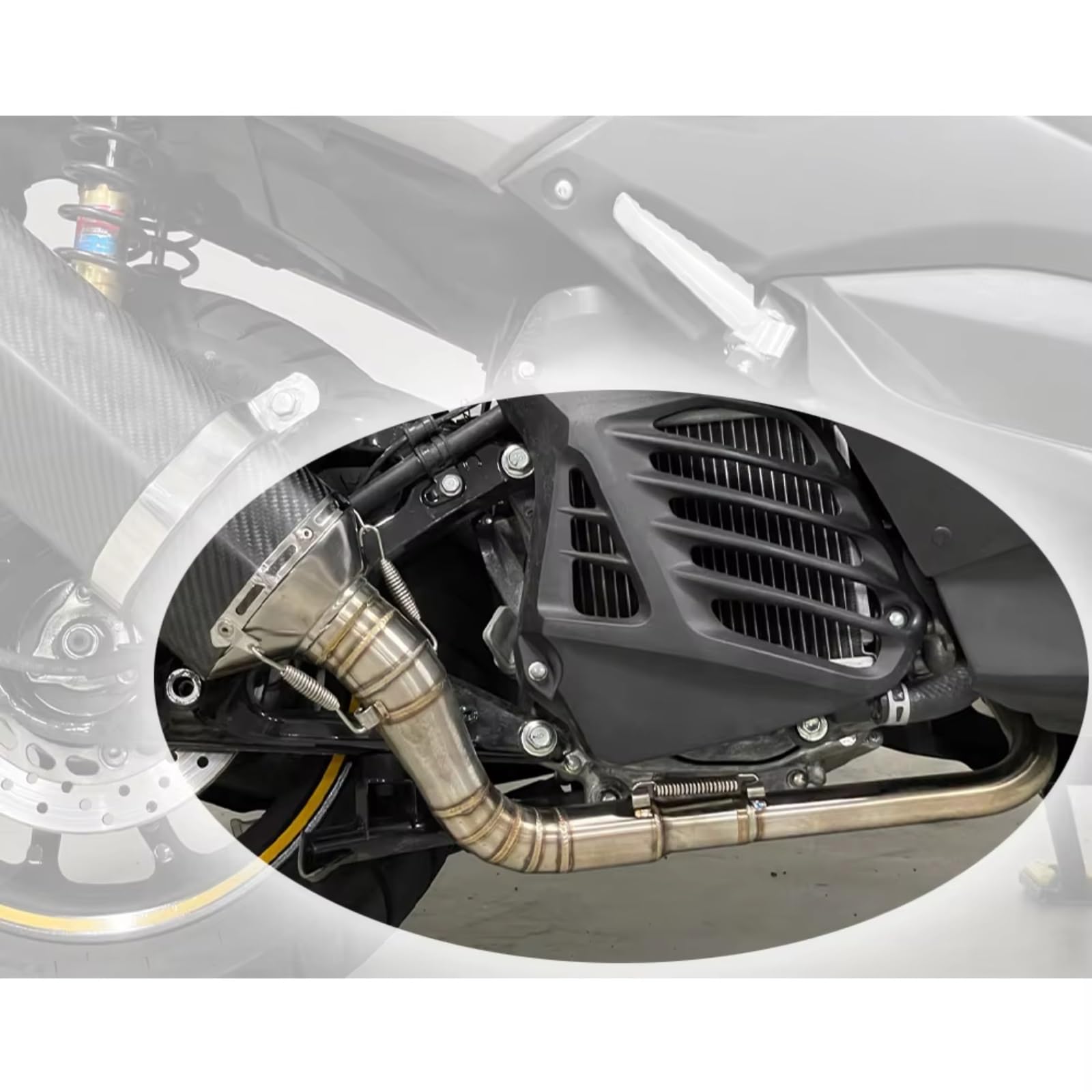 Motorrad Slip-On Auspuff Kompatibel Mit Yamaha Für Nmax155 Für Nmax125 Motorrad Auspuffrohr Mittleren Link Rohr Slip-On Edelstahl Für Verbinden