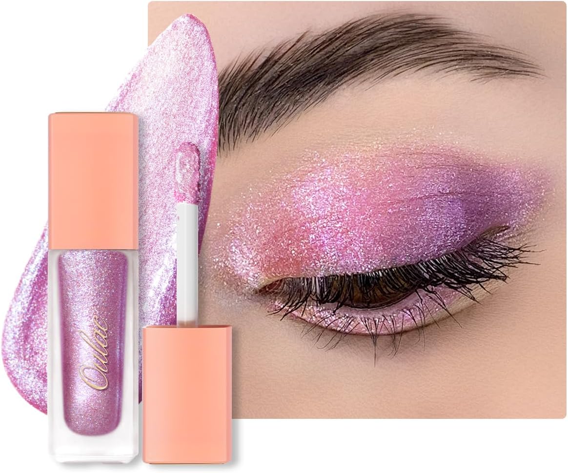 Oulac Liquid Glitter Eyeshadow Vloeibare Eyeshadow Paarse Eyeshadow Niet-kleverige One-Swipe Dekking met sneldrogende kreukbestendige formule (05)