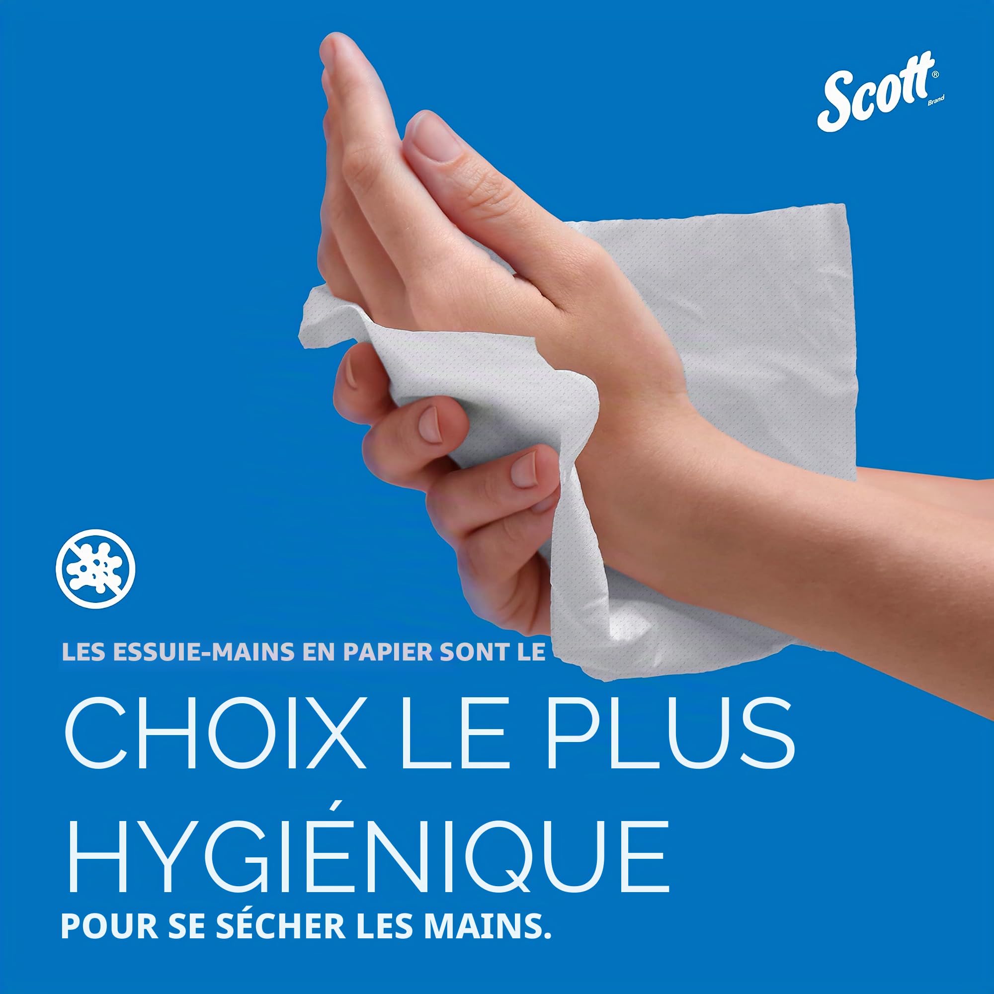 Scott Essential Essuie-mains 3749, Essuie-mains en papier pliés en V, Blanc, Haute Absorption, Doux, Résistants, Écoresponsables, 16 Clips x 250 Feuilles (4000 Feuilles au Total)