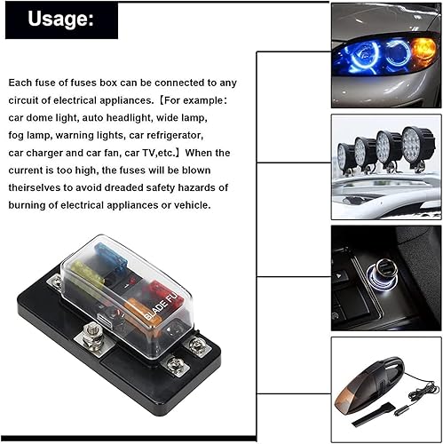 Miniatura 4 de Caja de fusibles de hoja DC 12 V 24 V 4 vías con bloque indicador LED para coche barco marina Caravana circuito estándar ATO enviar fusibles