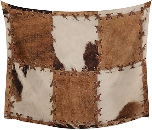 Miniatura 4 de Tapiz para colgar en la pared, tapices estéticos de piel de vaca, estampado de piel de vaca de granja, tapiz marrón para dormitorio, sala de estar,