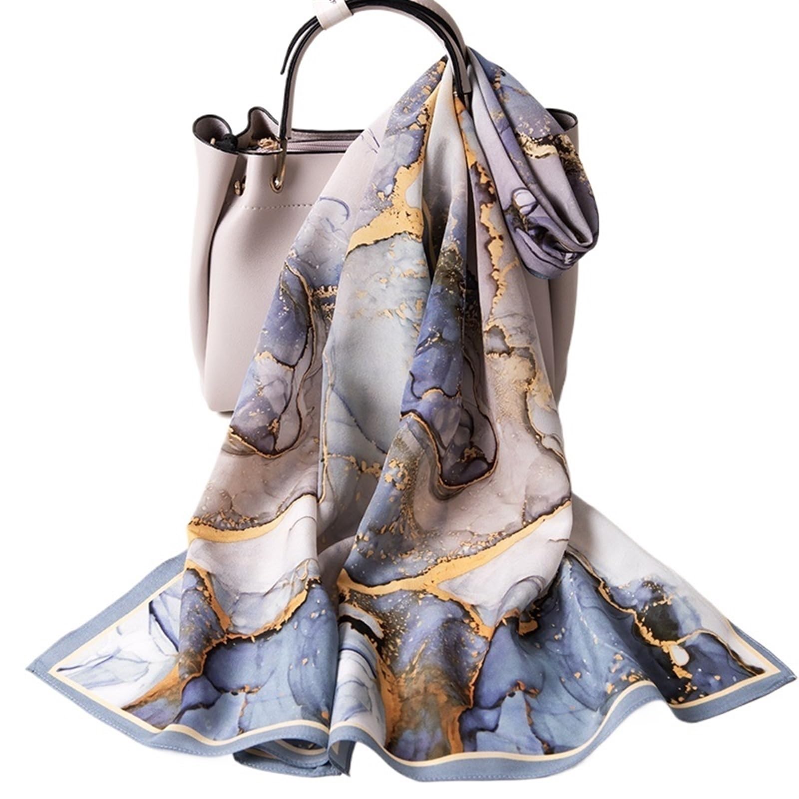 Pañuelo de seda Chales de seda for mujer, pañuelo for la cabeza, estampado Natural, largo for, pura