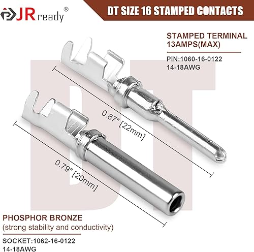 Miniatura 6 de JRready DW1017 - Kit de conectores DT Deutsch de 2 pines, conectores DT grises impermeables IP68, conectores de cable eléctricos automáticos con 12