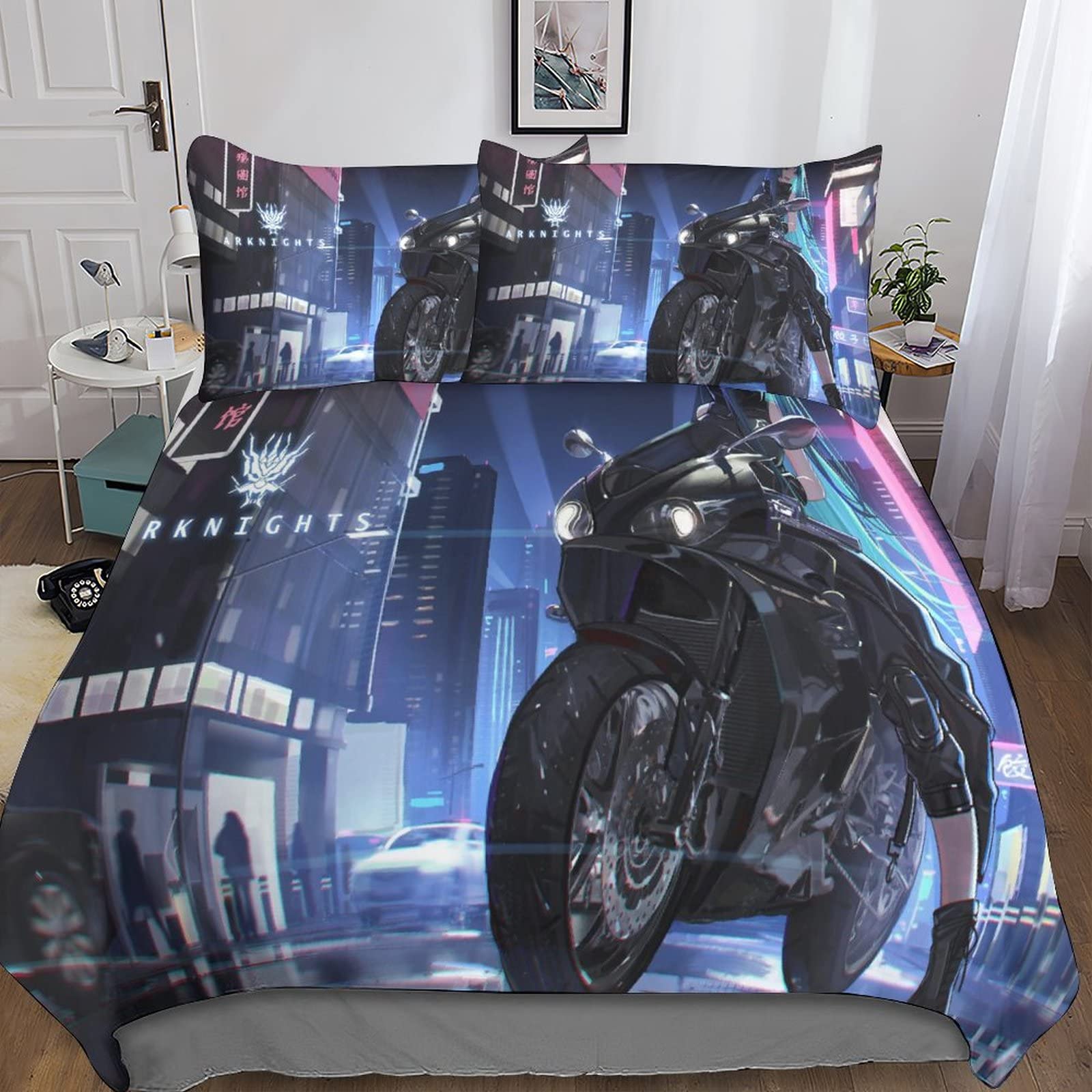 Housse de couette moto pour ensemble de literie 3 pièces avec taie d'oreiller double zippée