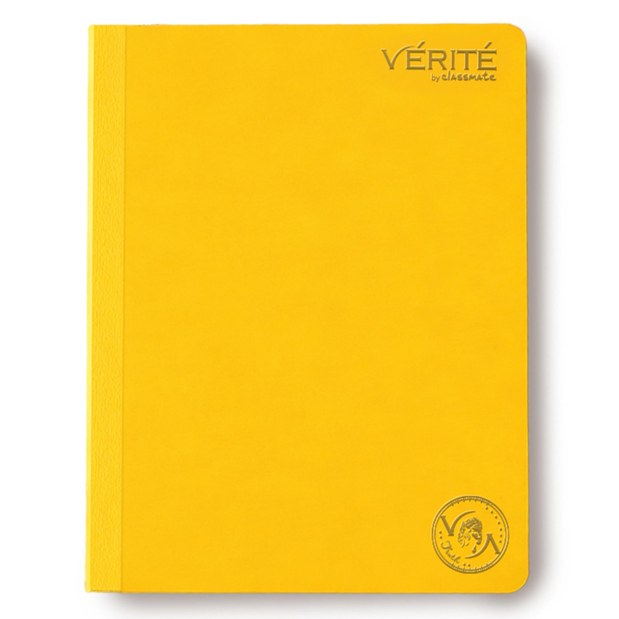 Lay Flat Binding Longbook - Verite by Classmate Ideal for School Students, Sunshine Color, A4 Size, Single Line, Thick Premium 140 Pages with Low Ink Bleed for Smooth Writing Experience