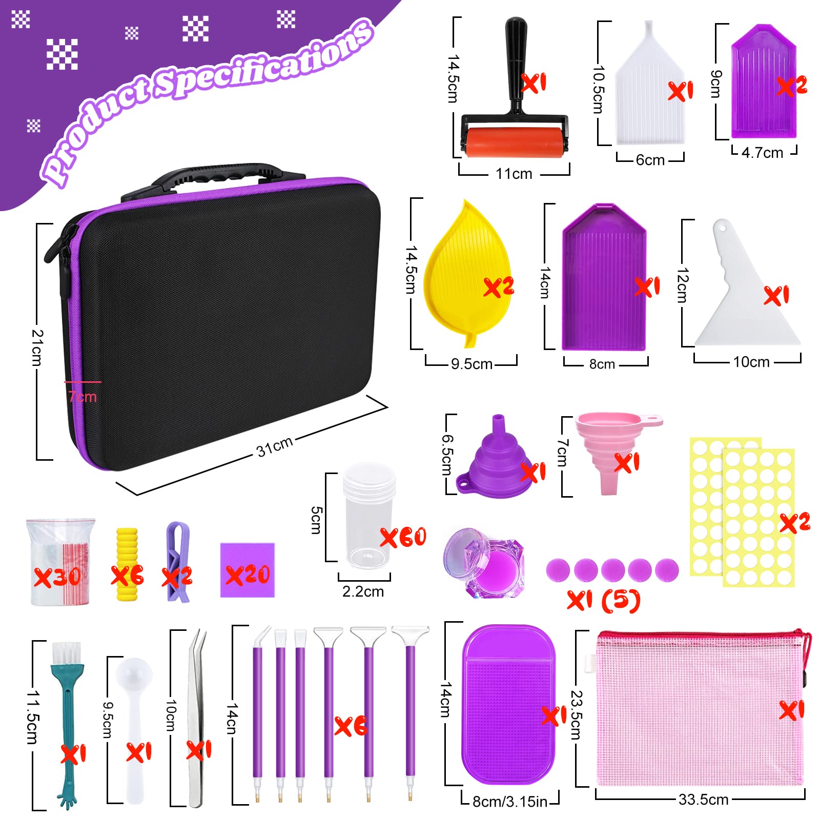 JOYBOY Diamond Painting Kit Completo,60 Slots Diamant Painting Accessori,per Fai da Te,Unghie,Gioielli,Artigianato d'Arte