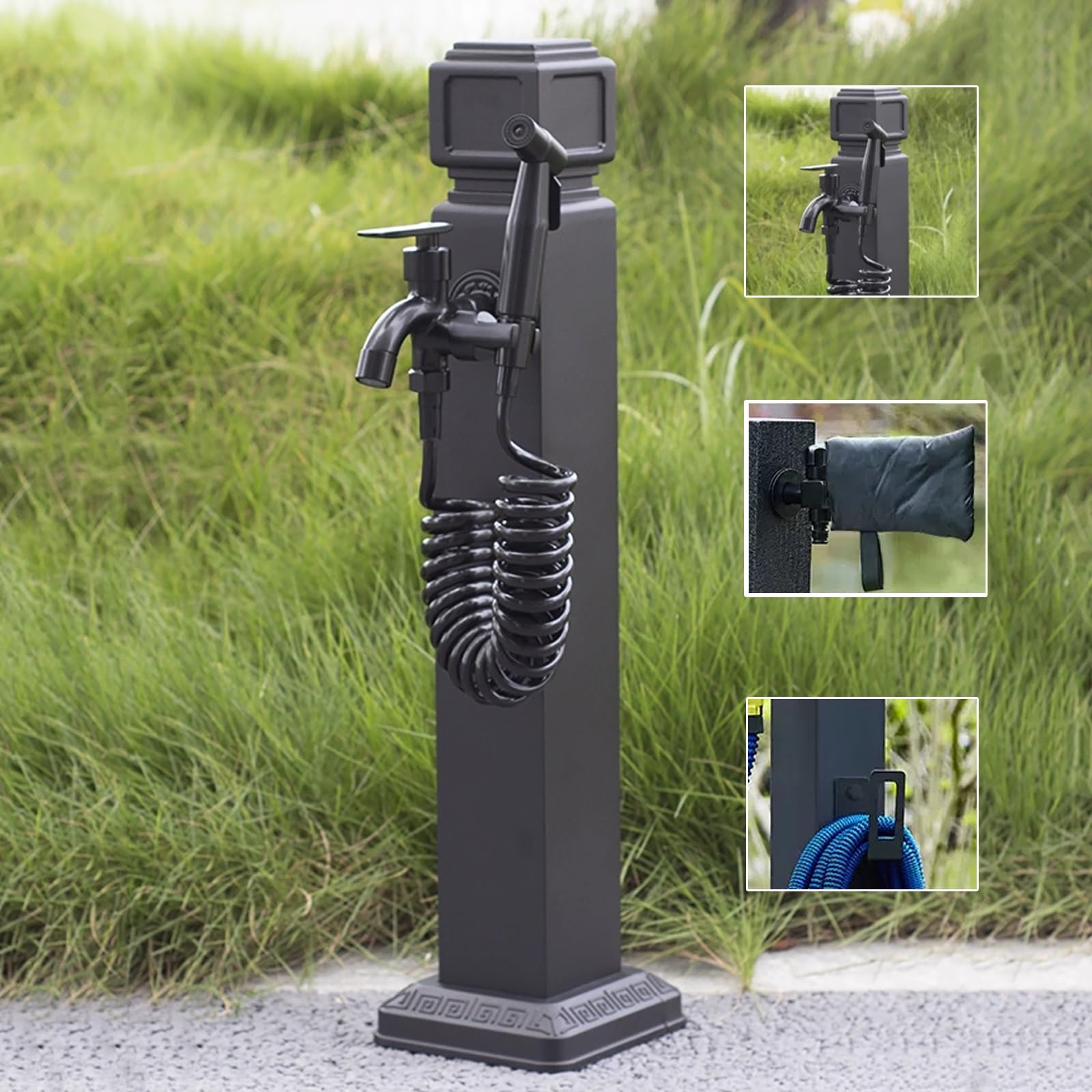 BHGFYXBS Outdoor Vertical Square Garden Water Column - Antifreeze Hose Faucet Extender With Spray Gun, Decorative Fountain & Water Dispenser Hydrant,size_name-60cm/242in
