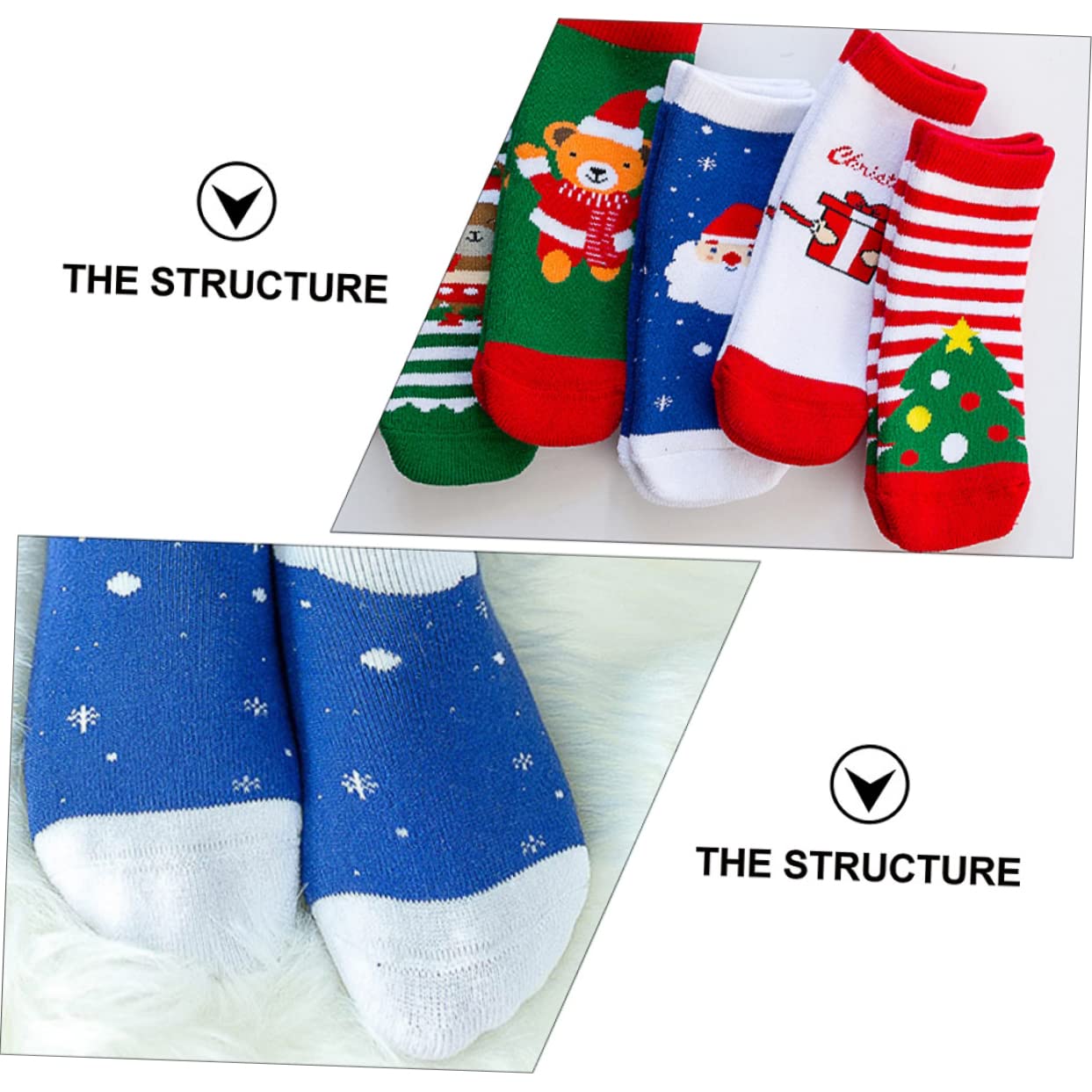 BESTYASH 6paia Calzini di Natale per Ragazzo Ragazza Ragazza Calzini in Pettinato Caldi Invernali per Ragazzo Design Natalizio e Divertente Antiscivolo e Aderente