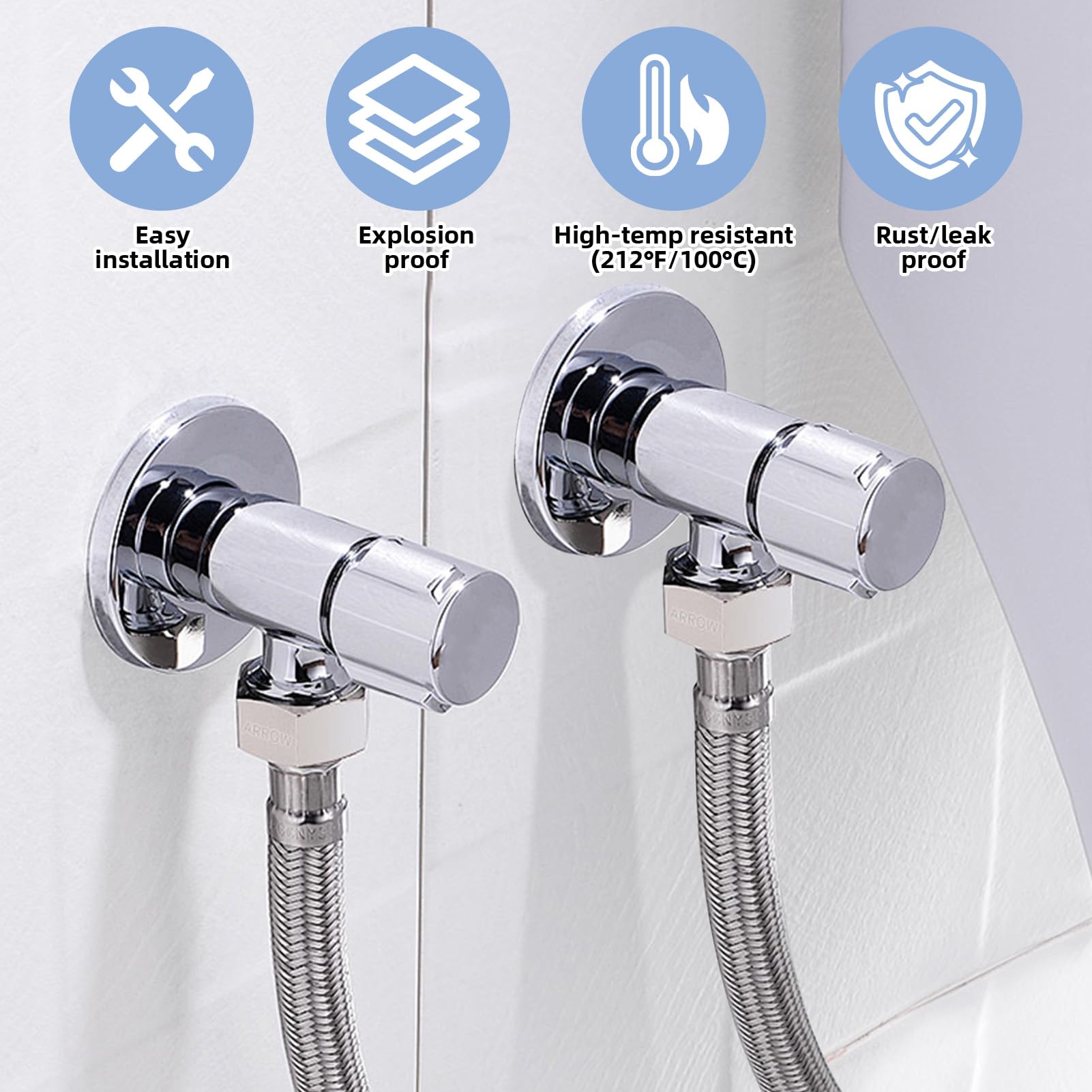 2 Pack Flexible Tap Connectors M10(10mm) x 1/2" Fitting 500mm Long Tap Flexible Hose Water-Tap Pipe Tails for Kitchen Sink Monobloc Mixer Stainless Steel Braided Hose Pipes for Bathroom Basin - Image 4