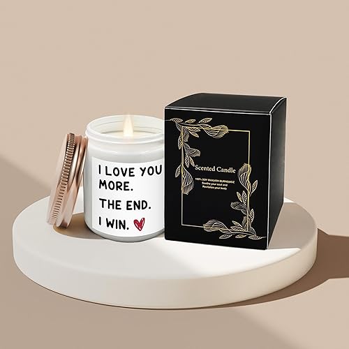 Miniatura 5 de Qvapt Regalos de boda de aniversario, vela de lavanda con texto en inglés "I Love You", regalos para novia, novio, marido, esposa, él, ella, regalos