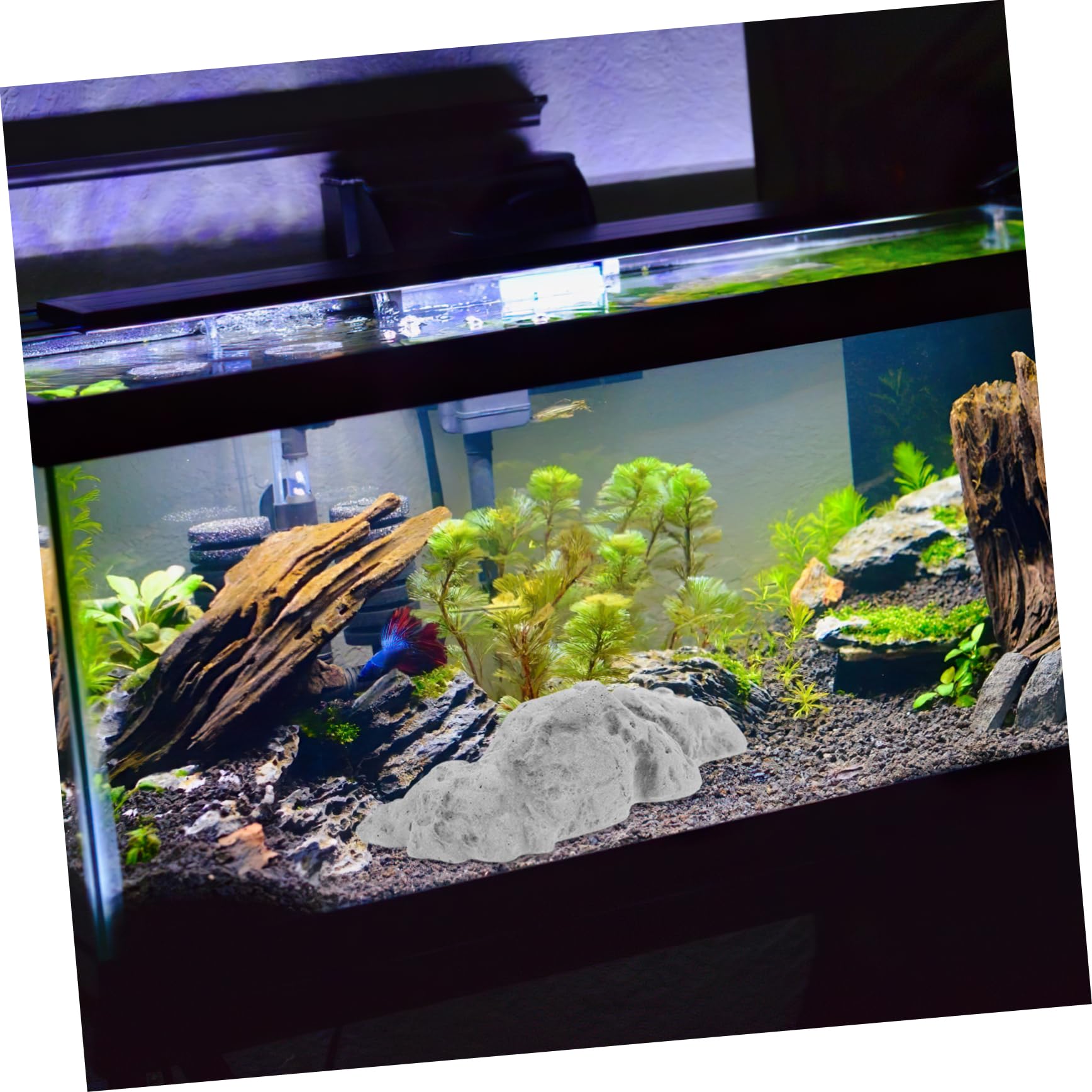 2 Piezas Adorno de Roca Artificial Acuario Decoración de Paisaje Peceras Estable y Accesorio de Jardinería Micro Paisaje