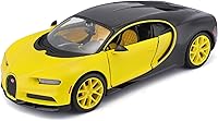 Vista 2 de Maisto Bugatti Chiron Amarillo y Negro 1/24 Diecast Model Car
