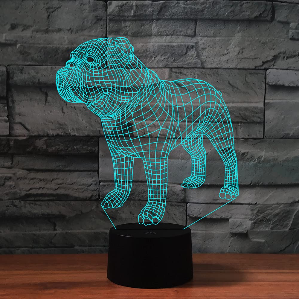 SUPERHONGJIHAO Luce notturna per i bambini 3D Bulldog francese ha condotto la lampada con telecomando 16 colore che cambia regalo di compleanno di Natale per il bambino