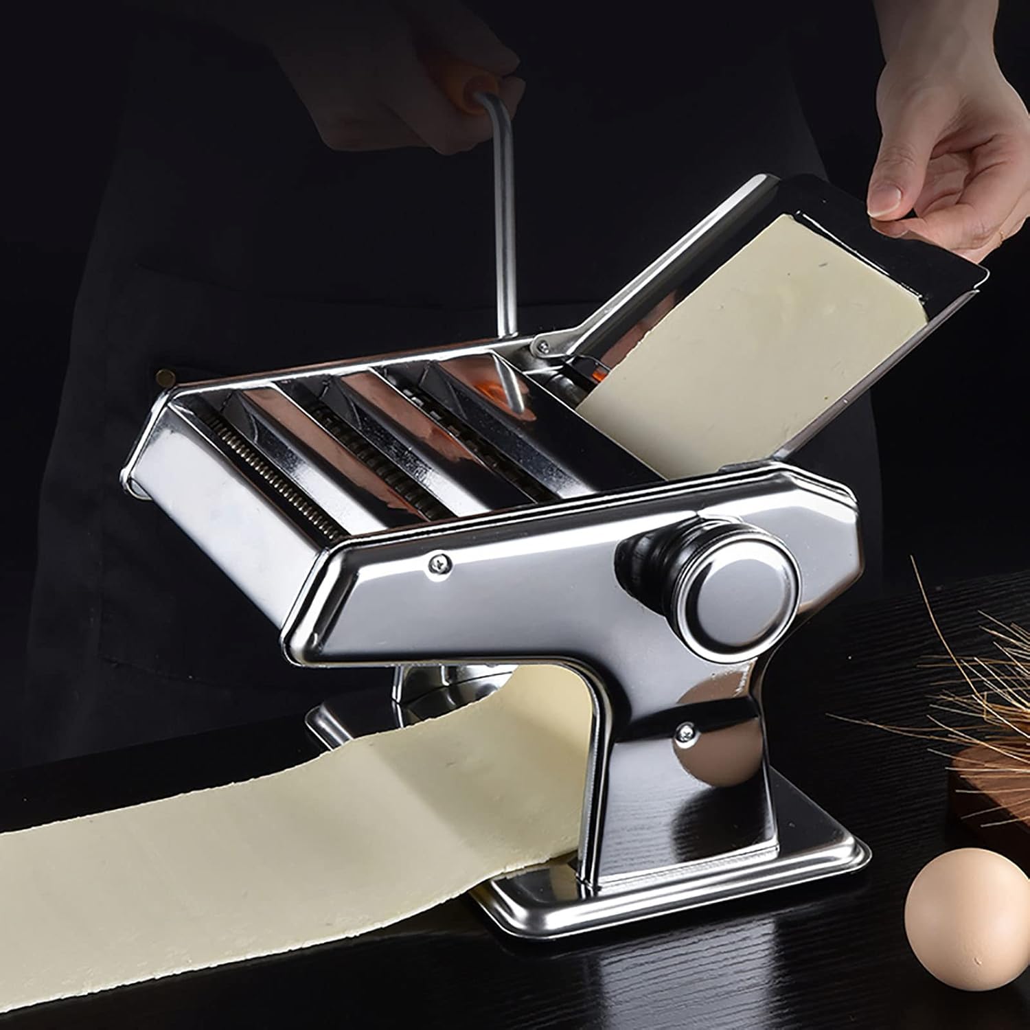 Mquina para Hacer Pasta Mquina Manual para Hacer Fideos Acero Inoxidable Extrable 6 configuraciones de Espesor Ajustables Espagueti, Masa, Pieles para albndigas