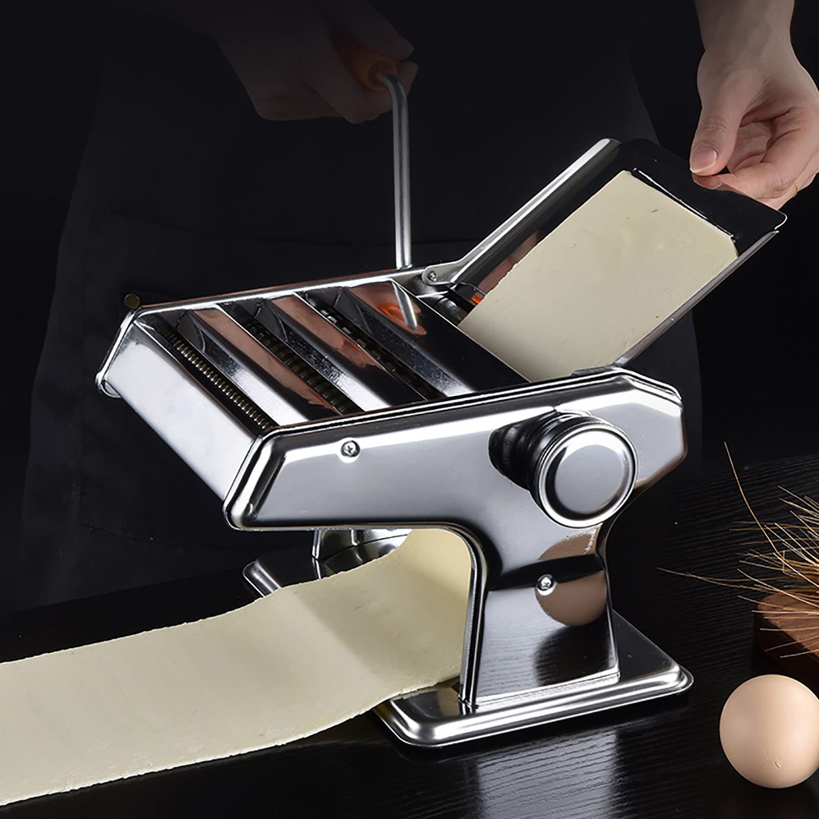 Máquina para Hacer Pasta Máquina Manual para Hacer Fideos Acero Inoxidable Extraíble 6 configuraciones de Espesor Ajustables Espagueti, Masa, Pieles para albóndigas