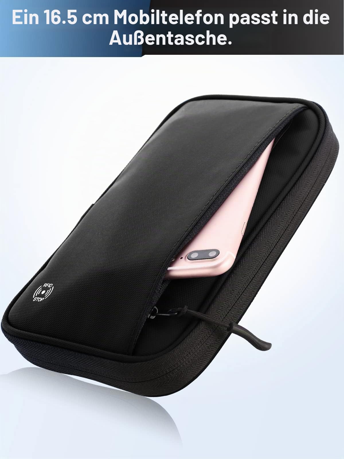 Reisepass Tasche Familie Reiseorganizer mit RFID Blocker,Faltbare Reisepasshülle Ausweistasche für Damen Herren,Schutzhülle für Flugtickets,Kreditkarten/Ausweis,Tragbare Dokumententasche (Schwarz)