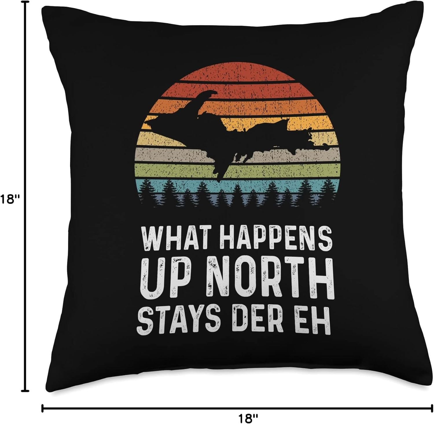 Upper Peninsula Michigan MI Retro What Happens Up North Throw Pillow