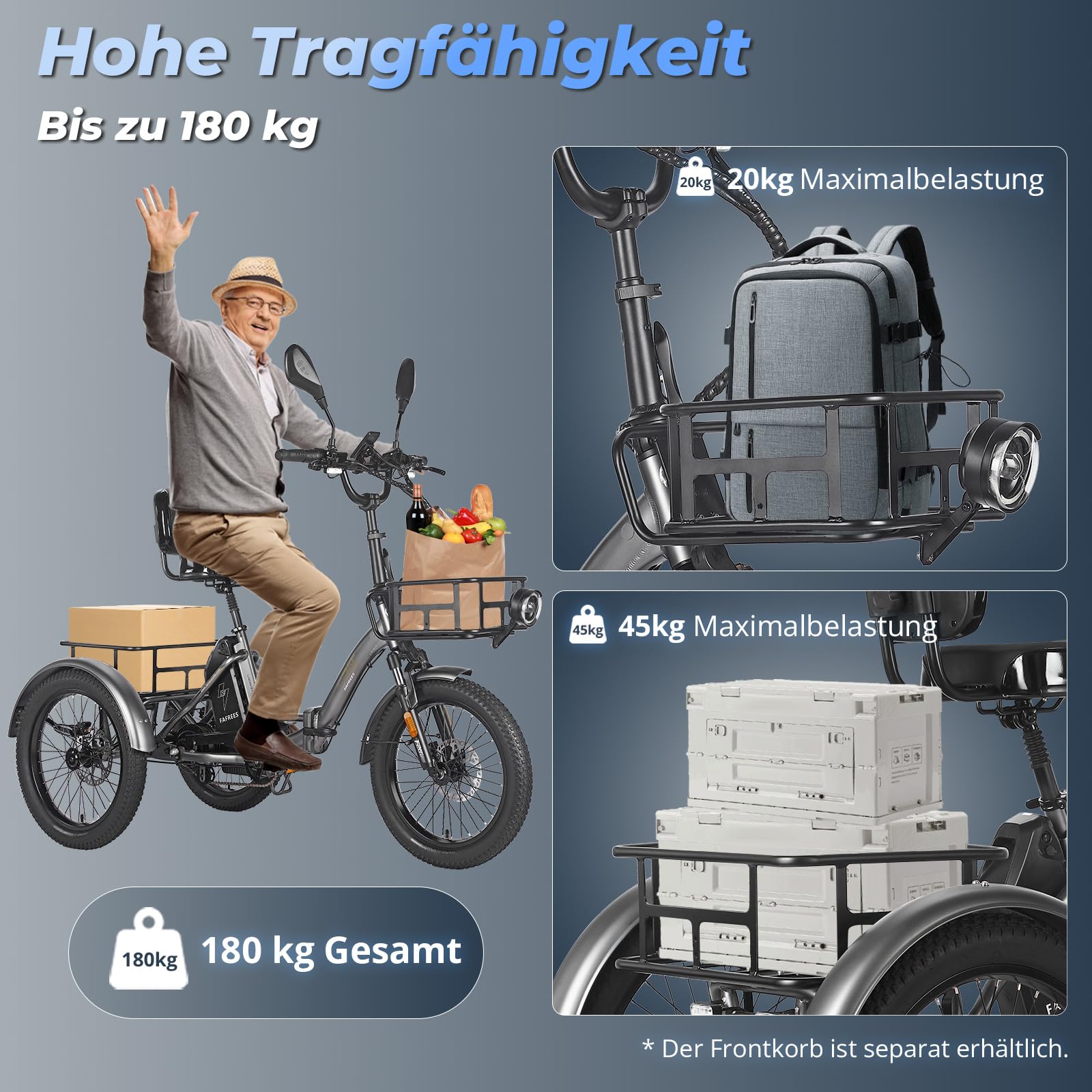 Fafrees E Bike 3 Rad, F20 Mate ebike klapprad Lastenfahrrad 20