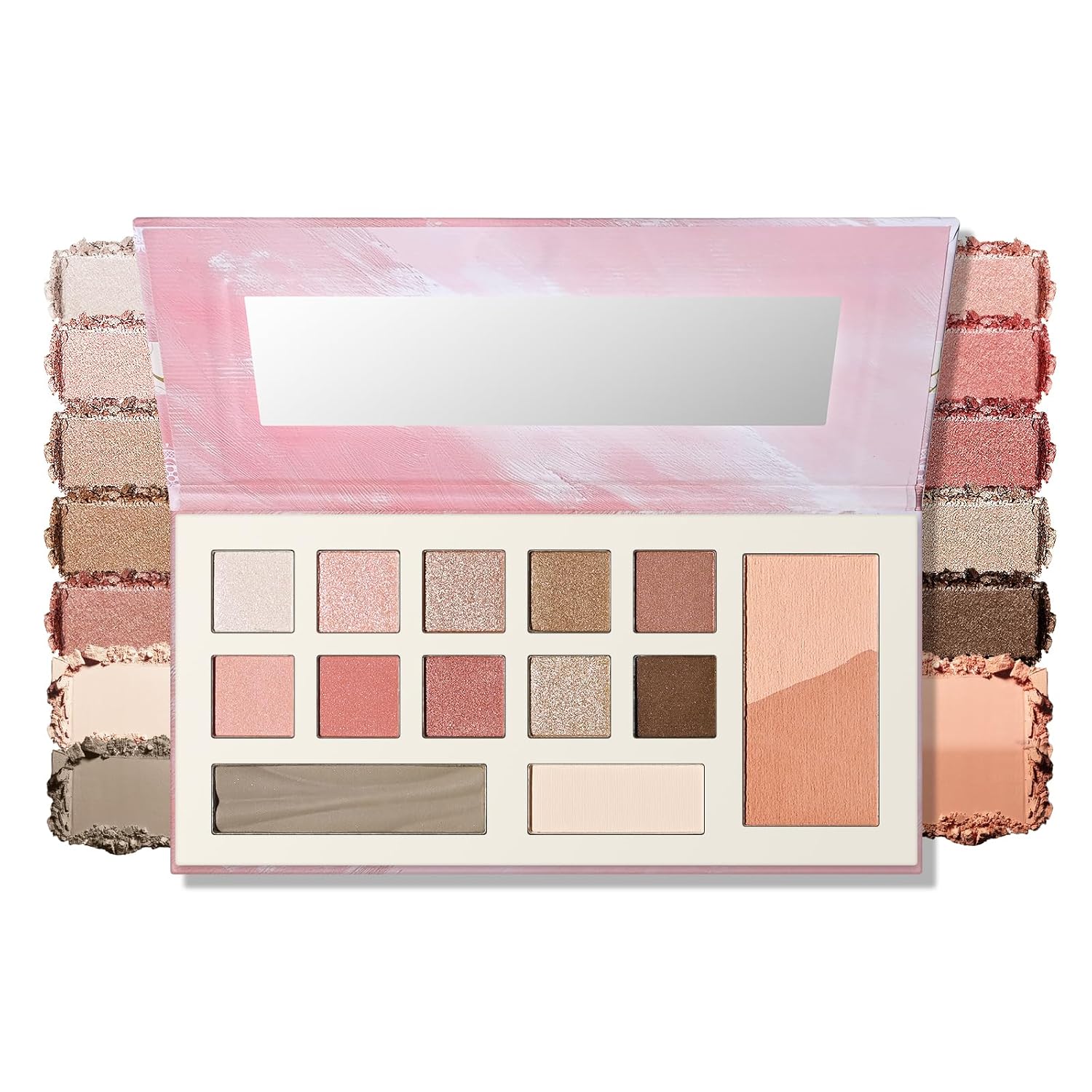 KYDA 14 Colors Makeup Palette, Full Size Palette Includes Eyeshadow Blush Highlighter for Mature Skin and All Skin Tones, Crease-proof Smooth Buildable Matte Shimmer Color, All-in-One Makeup Gift